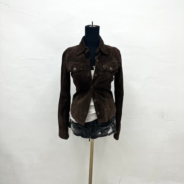 Cecil Mcbee suede trucker  jacket 