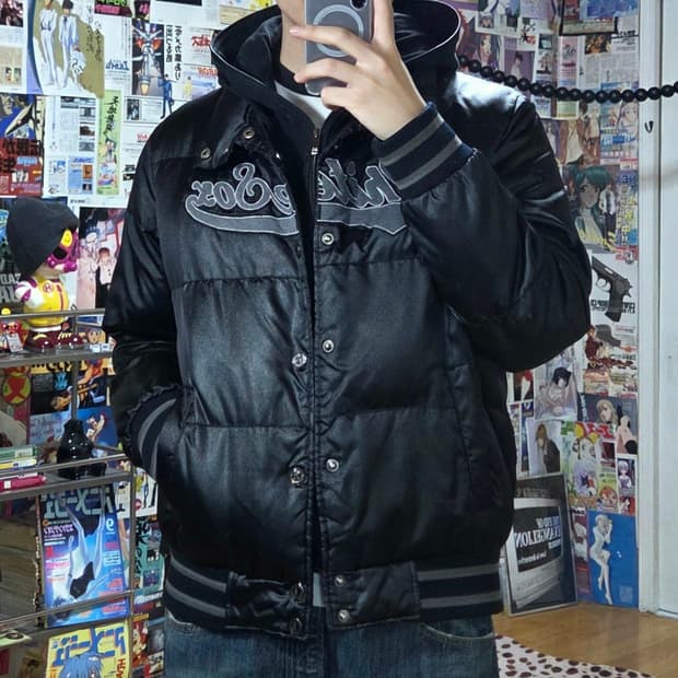 엠엘비 화이트 삭스 후드 레이어드 패딩 바시티