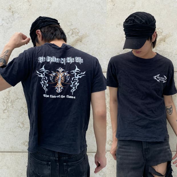 [JPN]Back Cross&Tribal Print Tee