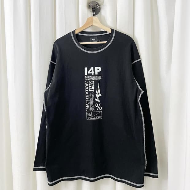 I4P 블랙 빅프린팅 스티치 롱슬리브