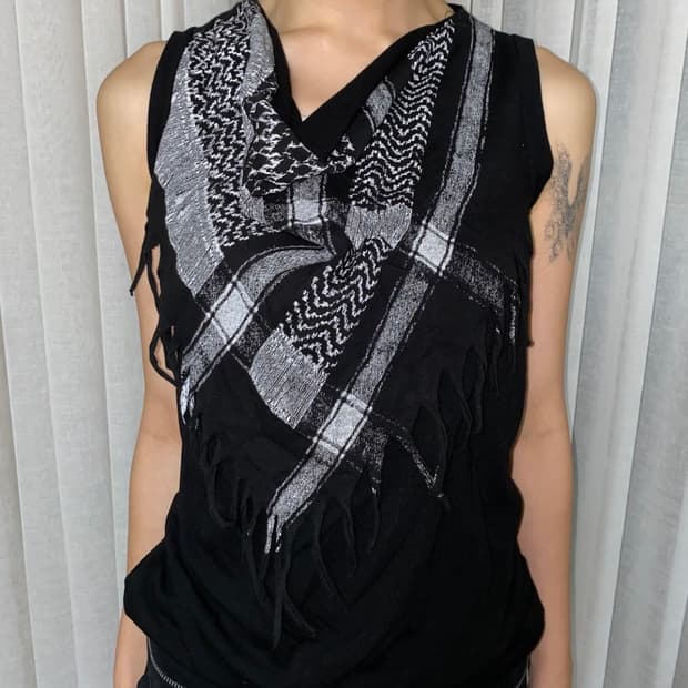 Vintage drape check sleeveless 