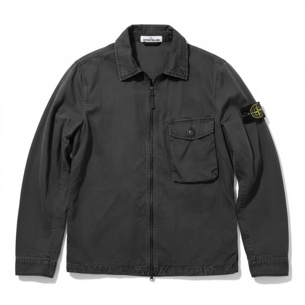 스톤아일랜드 정품 가먼트다잉 블랙 오버셔츠 자켓 L