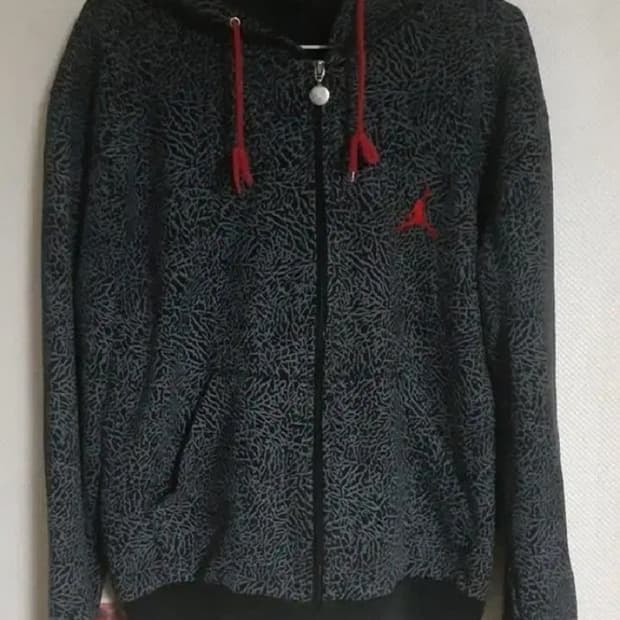 조던 올드스쿨 코끼리 패턴 후드 집업 L -USA