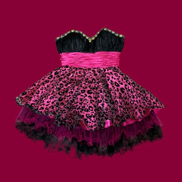 핑크 치타 칵테일 드레스