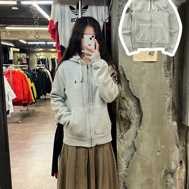 폴로 랄프로렌 기모 스키와펜 후드집업 연그레이 S #csz1986 