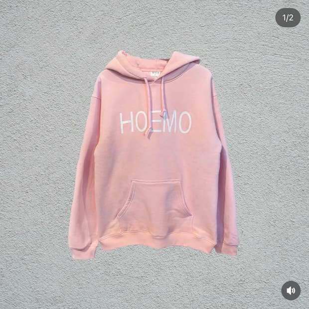 빨간줄 사피엔스 후드 핑크 hoemo