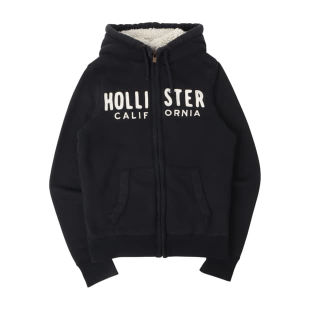 홀리스터 네이비 엠브로이드 쉐르파 후드집업