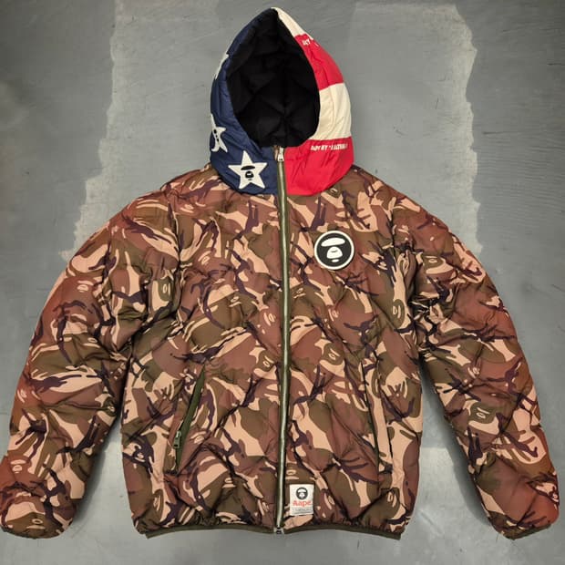 00s Aape 카모 다운 점퍼