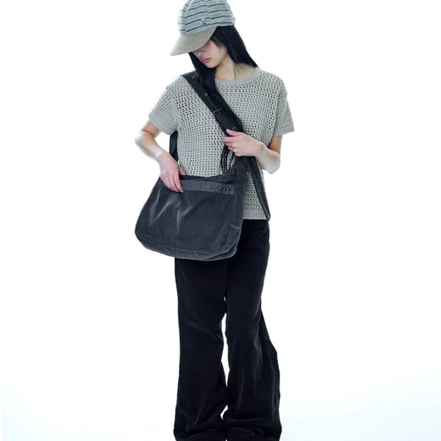 코이세이오 STRIPE POINT CROSS BAG CHARCOAL