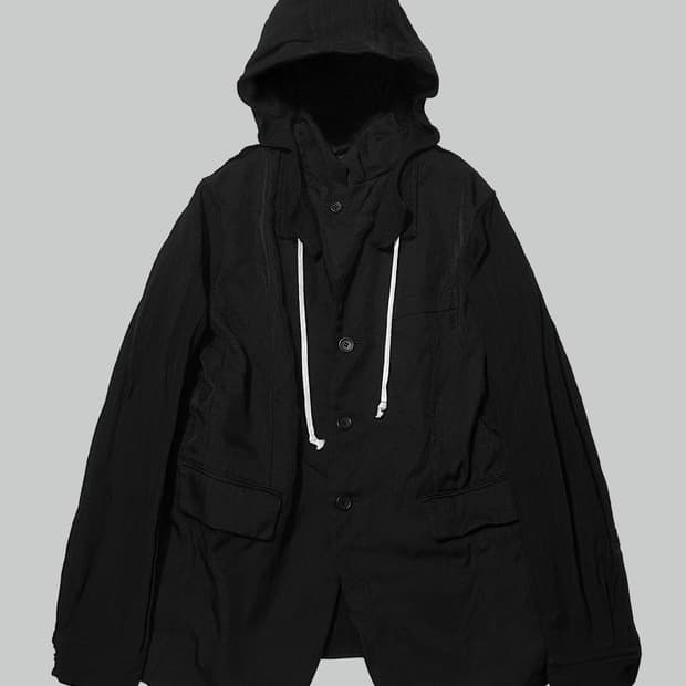 꼼데가르송 블랙 축융 후드 블레이저