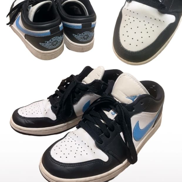 (W) 나이키 에어 조던 1 로우 블랙 유니버시티 블루