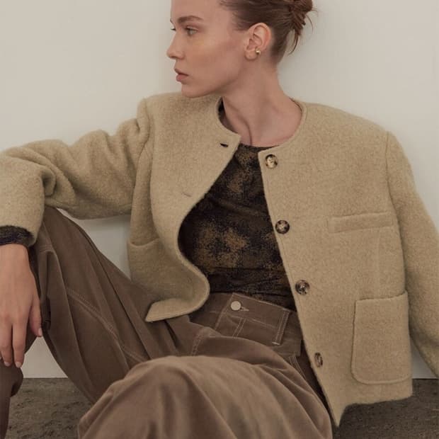 다이애그널 DUMBLE NO COLLAR JACKET 베이지