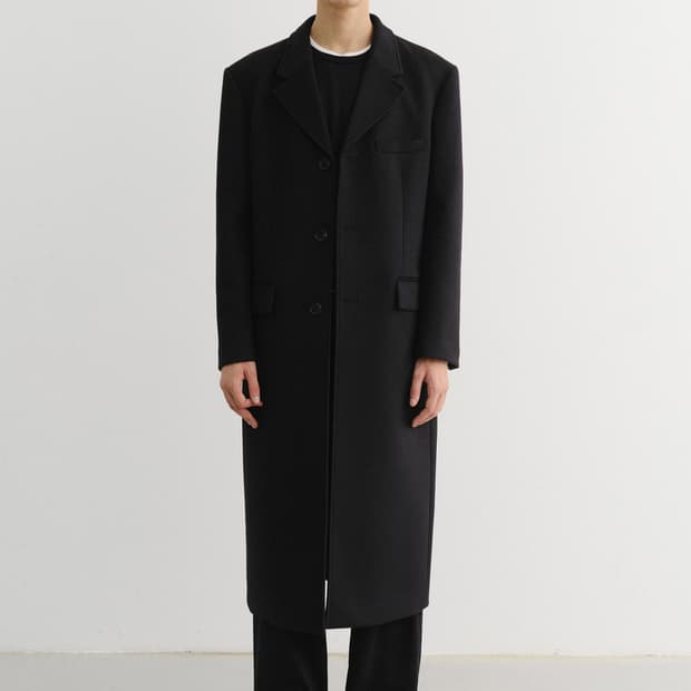 던스트 2웨이 3버튼 캐시미어 코트 블랙 L