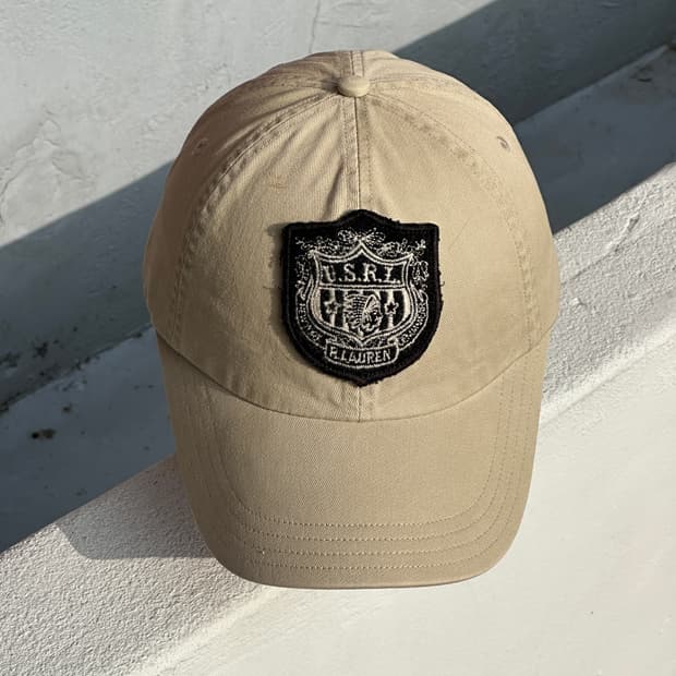 [M-L] 90s 폴로 진스 컴퍼니 패치 베이지 볼캡 모자