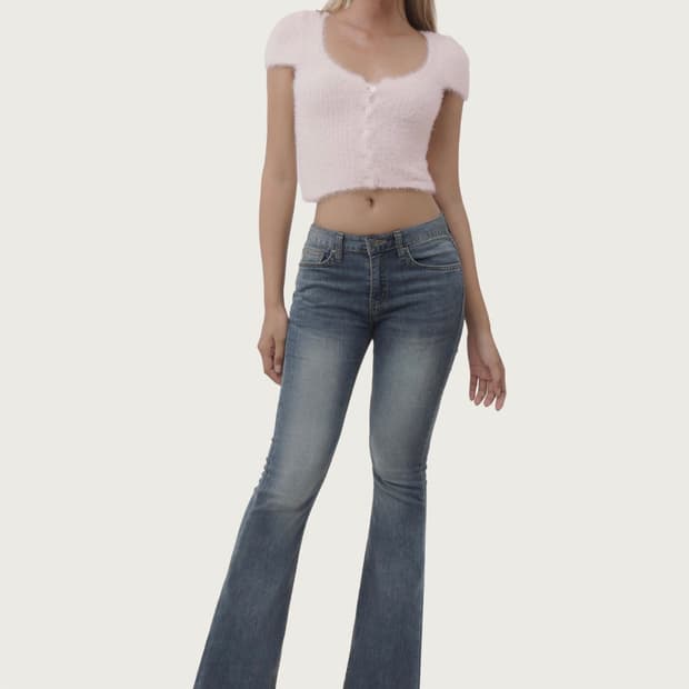 클리시어 아이싱 세미 로우라이즈 진 모모 청바지 M