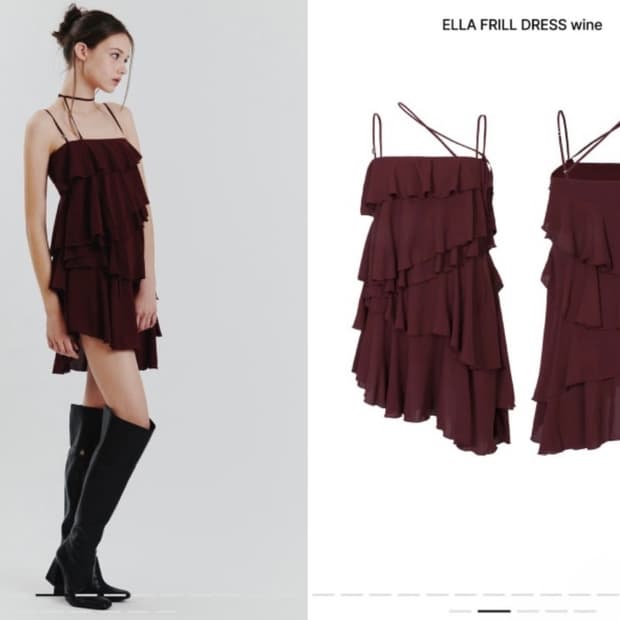 페인오어플레져) Ella Frill Dress Wine M