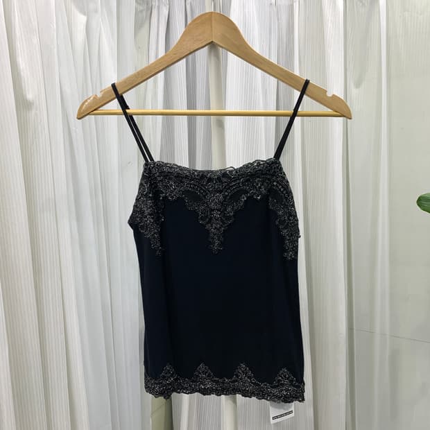 일본 빈티지 J&R 실버 펄 레이스 블랙 슬리브리스 1738