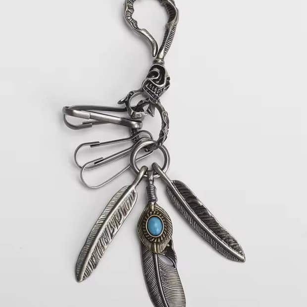 터키석 날개 페더 키링