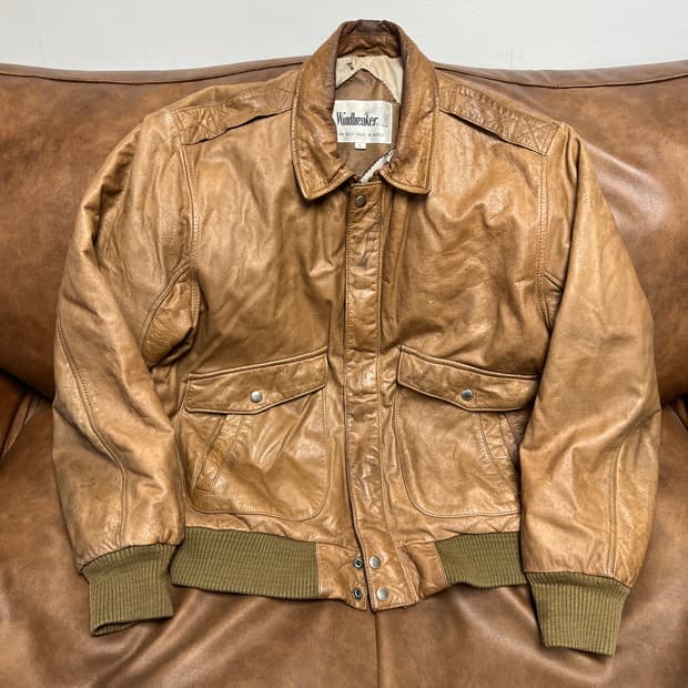 [L] Windbreaker 빈티지 리얼레더 A2 플라이트 자켓 브라운