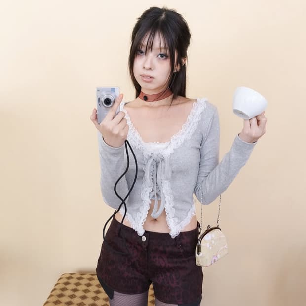 sheismiae 쉬이즈미애 Corset crop top (Gray)
