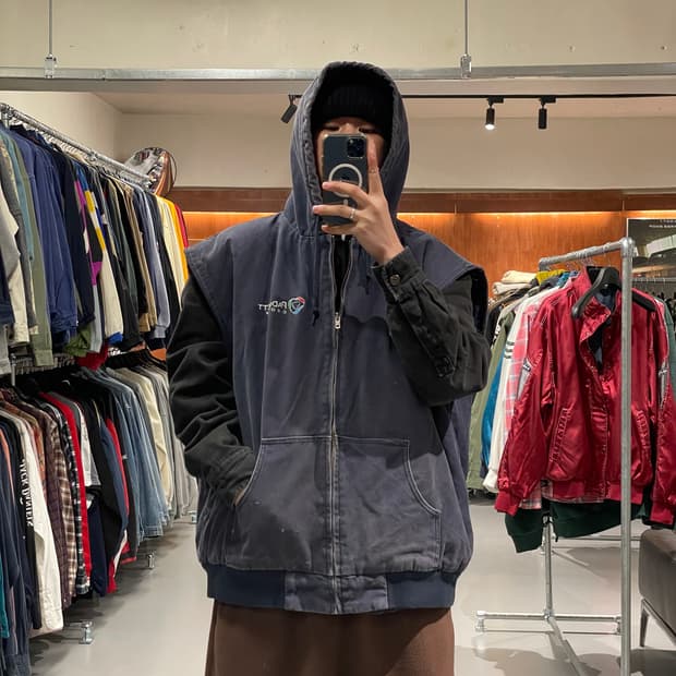 빈티지 워크 자켓 베스트 조끼