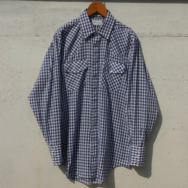 70s The King Size 깅엄 체크 웨스턴 셔츠