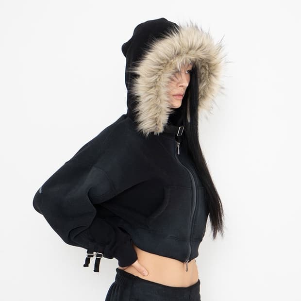 2000archives 2000아카이브 럭셔리이즈어드림 퍼 후드집업 블랙