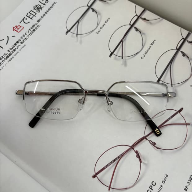 GALLAN 실버 반무테 빈티지 안경