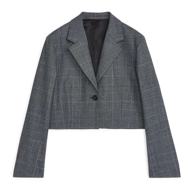 아르켓arket Cropped Wool Blend Blazer그레이체크