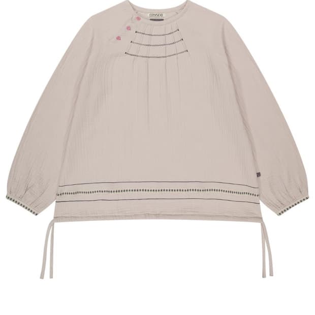 코이세이오 브라이스 지그재그 핀덕 블라우스 베이지