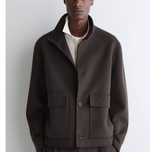 코스 더블페이스 울 퍼널넥 브라운 라지