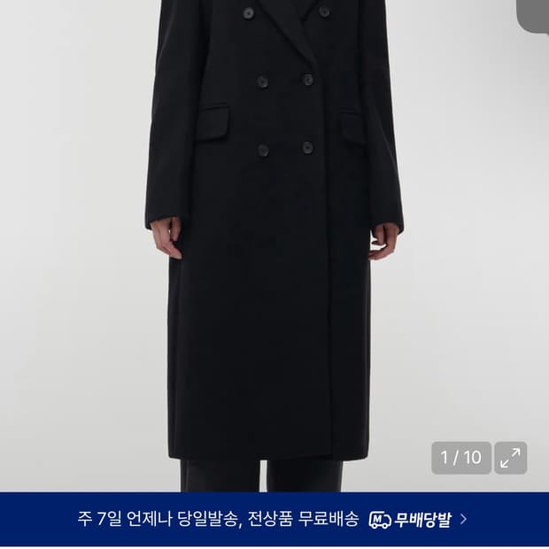 무신사스탠다드 우먼즈 / 캐시미어 블렌드 더블 체스터 롱 코트 / 블랙