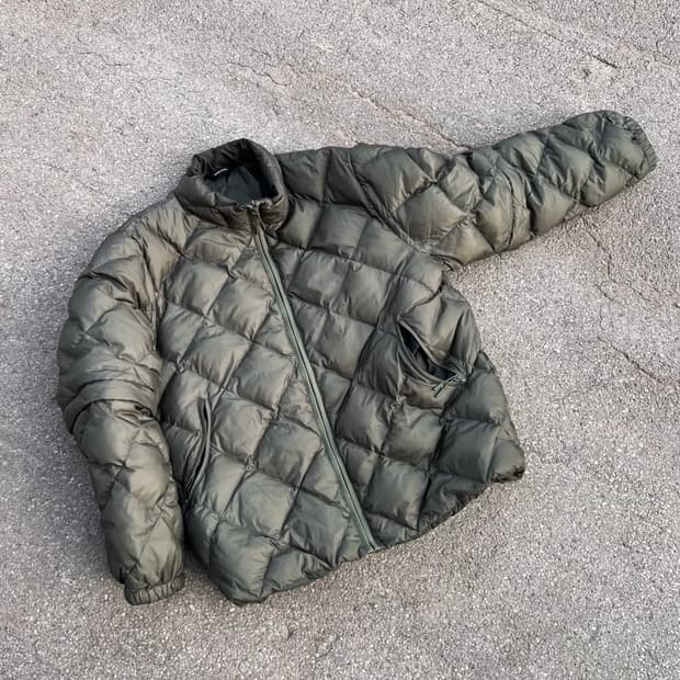 [L] 하이킹패트롤 경량 패딩 카키 라이트다운 디테처블 슬리브 자켓 그린