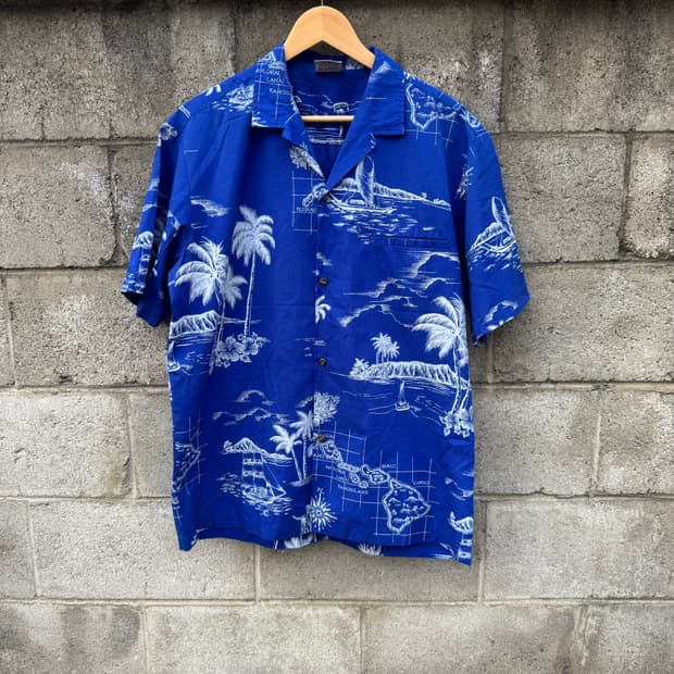 90s royal creations 빈티지 프린팅 하와이안 셔츠 L