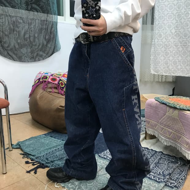 칼카니 사이드프린팅 디테일 데님팬츠 