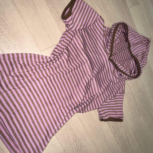 NYU NYU 뉴뉴 후드 스트라이프 반소매티 반팔티