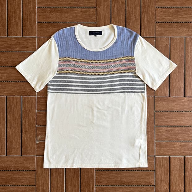 Ships jet blue striped cotton 1/2 tee