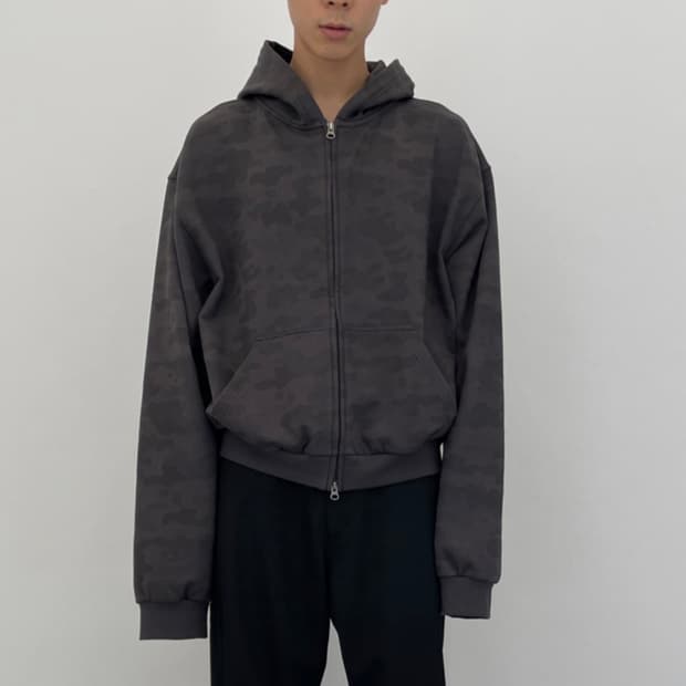 (M) 구민성 크롭 후드집업 카모