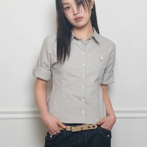온스카 롤업 옥스포드 셔츠 (소프트 그레이)