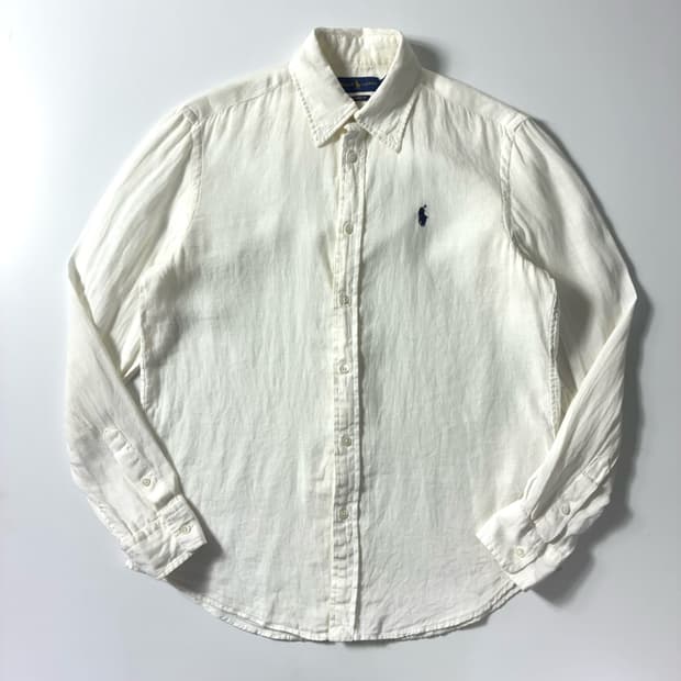 Polo  폴로 랄프로렌 자수 린넨 화이트 셔츠 