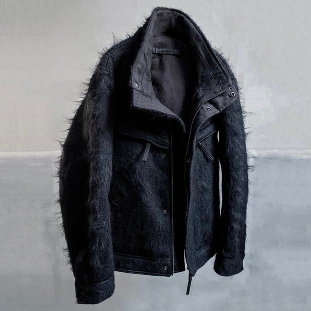 Blackmerle 블랙멀 사선 집 모헤어 자켓