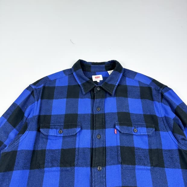 리바이스 오리지널 블루 울 타탄 체크셔츠 (L)