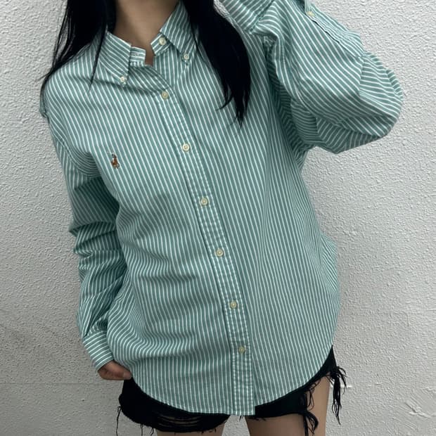폴로 랄프로렌 옥스포드 소라 스트라이프 셔츠 M