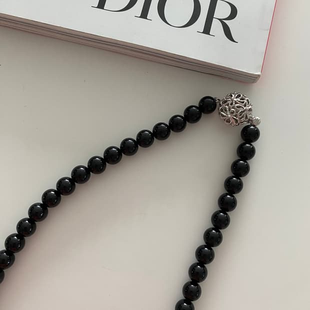 블랙 비즈 목걸이 구슬
