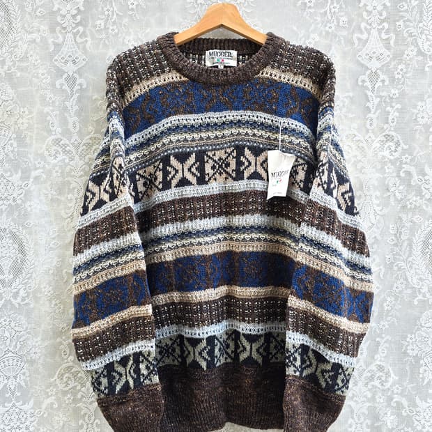 빈티지 노르딕 니트 이태리 메이드 미사용품