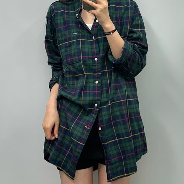 바버 블랙워치 체크 옥스포드 셔츠