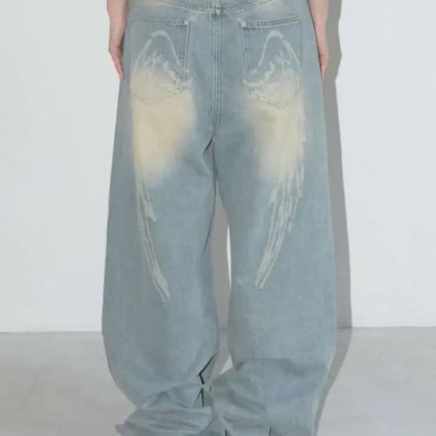 엔젤 빈티지 워싱 핀턱팬츠 BLUE