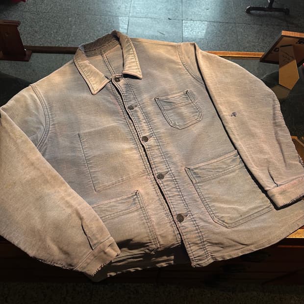 50s French Vintage Moleskin Work Jacket