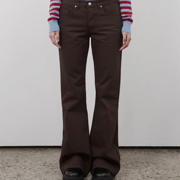 오헤시오 부츠컷 코튼 팬츠 브라운