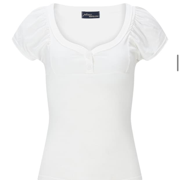 플리즈노팔로우 Sia Button Shirring Short Sleeve